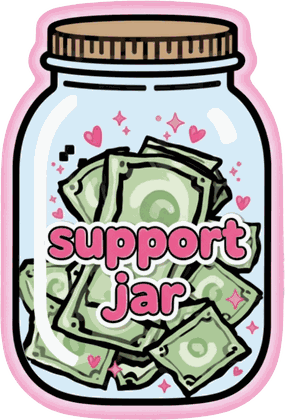 A jar of folded notes labelled support jar